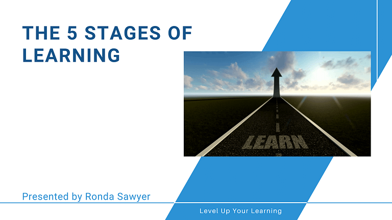 the 5 stages of learning cover with a road and sky